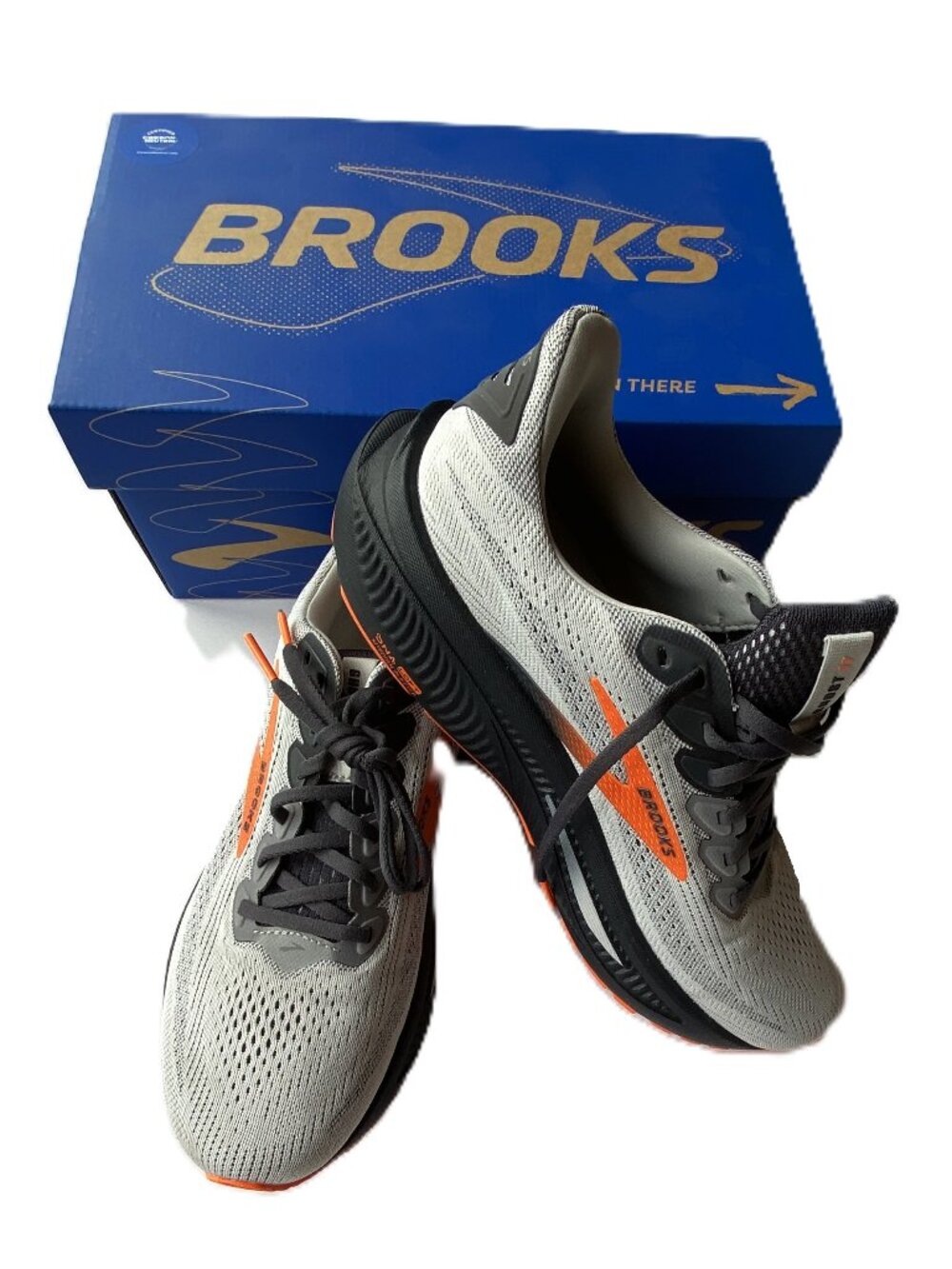 Brooks US 9 Wide NEW Men's Athletic Running Shoes Gray /Orange